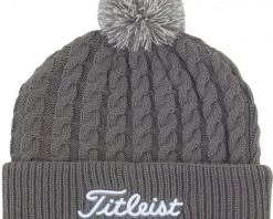 Titleist Men's Cable Knit Pom Pom Golf Hat Grey
