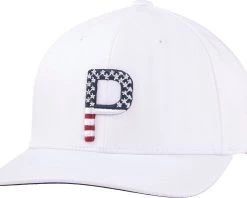 PUMA Pars And Stripes P Snapback Golf Hat For Men Navy Blazer