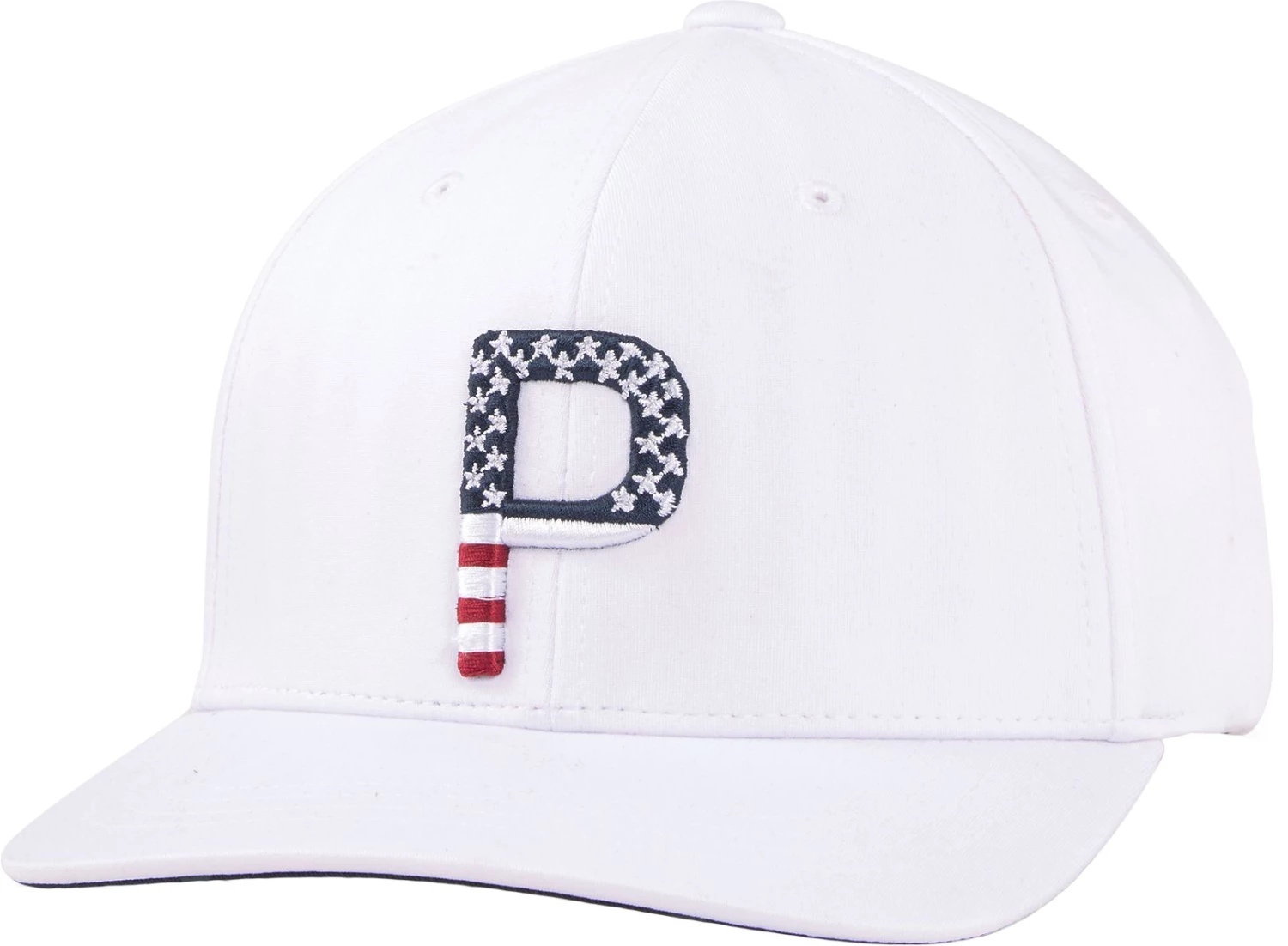 PUMA Pars And Stripes P Snapback Golf Hat For Men Navy Blazer 3 PUMA Pars And Stripes P Snapback Golf Hat For Men Navy Blazer