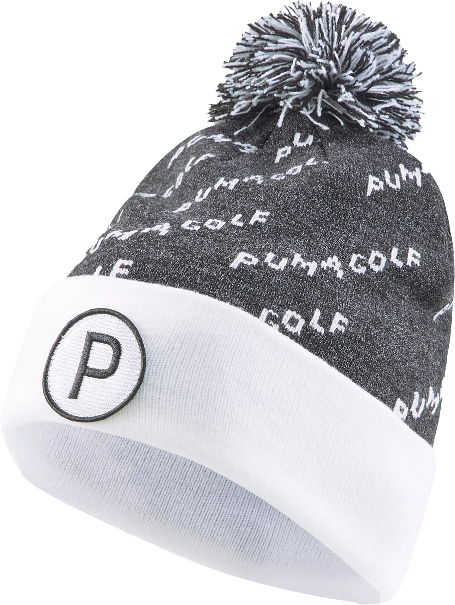 PUMA Men's Golf P Removable Pom Beanie Blue/white 3 PUMA Men's Golf P Removable Pom Beanie Blue/white