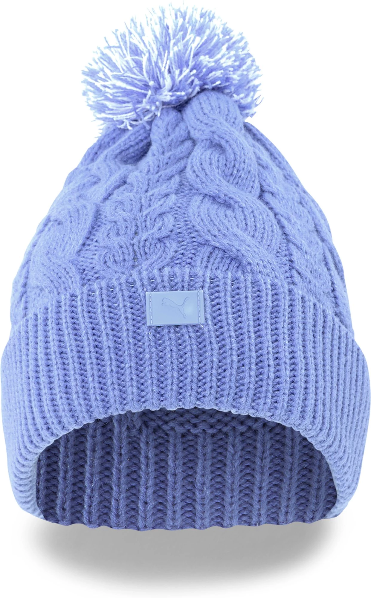 PUMA Women's Golf Cable Pom Beanie Lavender/white 4 PUMA Women's Golf Cable Pom Beanie Lavender/white - Image 2
