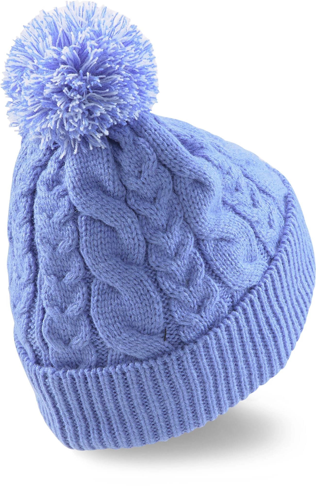 PUMA Women's Golf Cable Pom Beanie Lavender/white 5 PUMA Women's Golf Cable Pom Beanie Lavender/white - Image 3