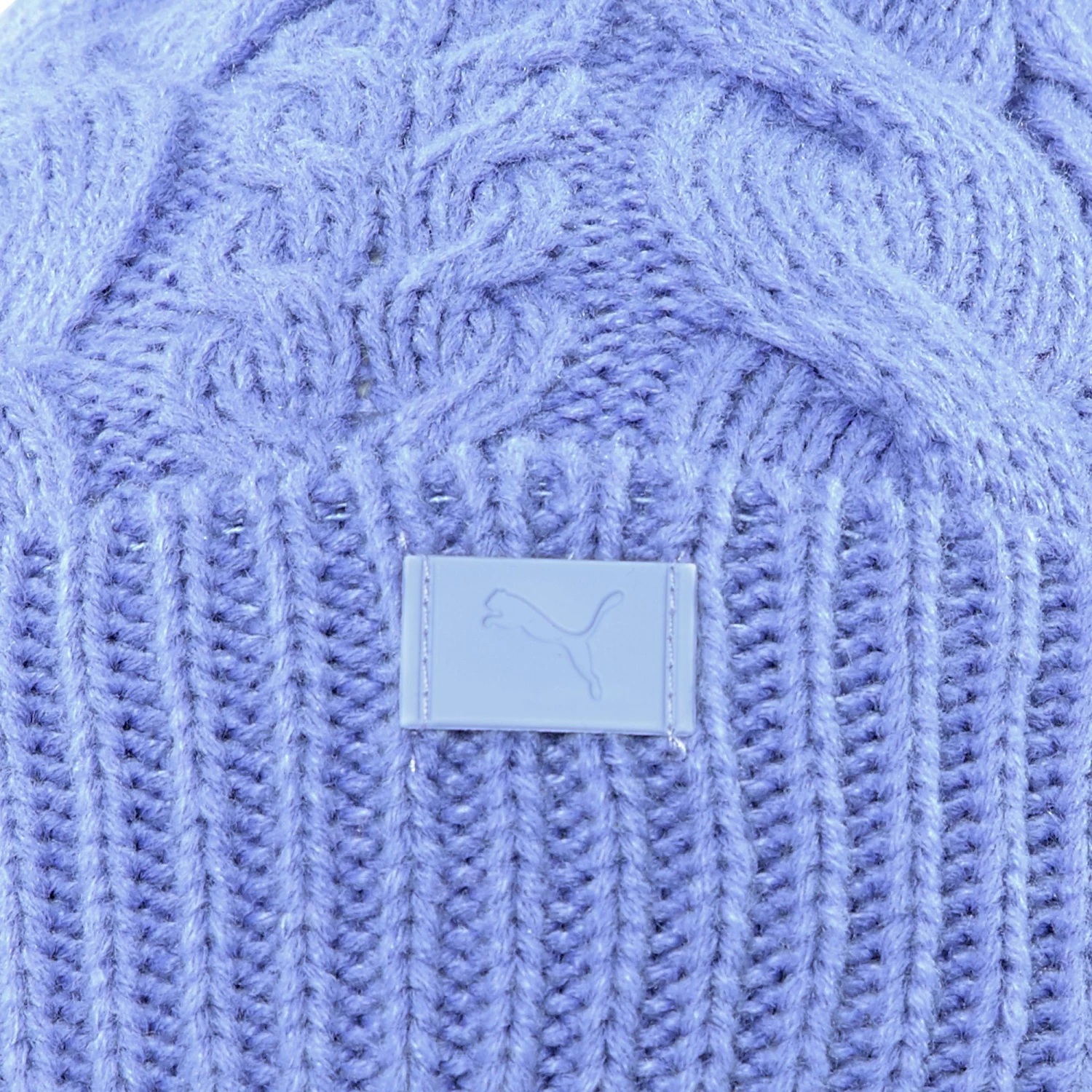 PUMA Women's Golf Cable Pom Beanie Lavender/white 6 PUMA Women's Golf Cable Pom Beanie Lavender/white - Image 4