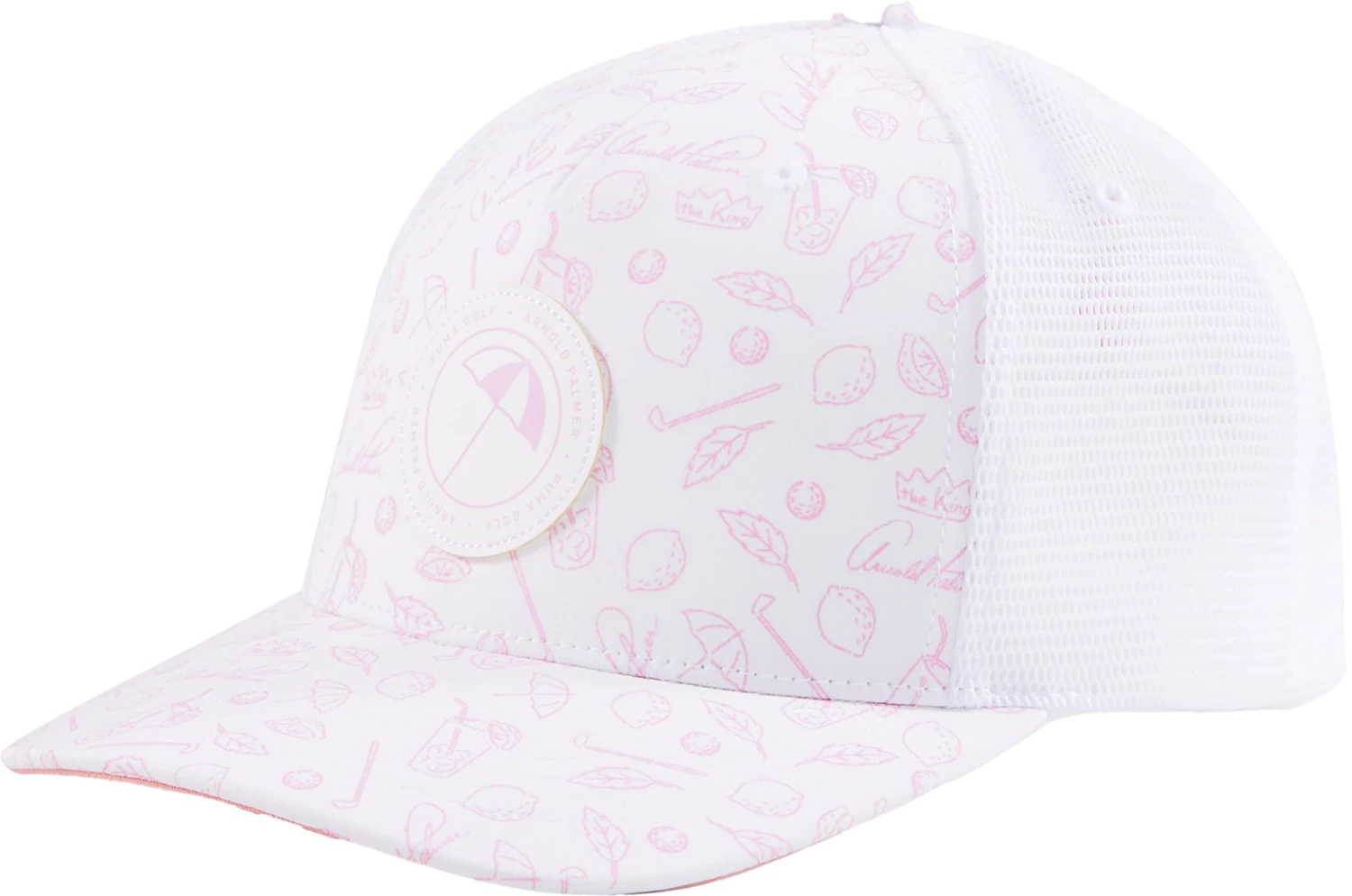 PUMA Men's Golf Arnold Palmer King Snapback Hat White/pink 3 PUMA Men's Golf Arnold Palmer King Snapback Hat White/pink